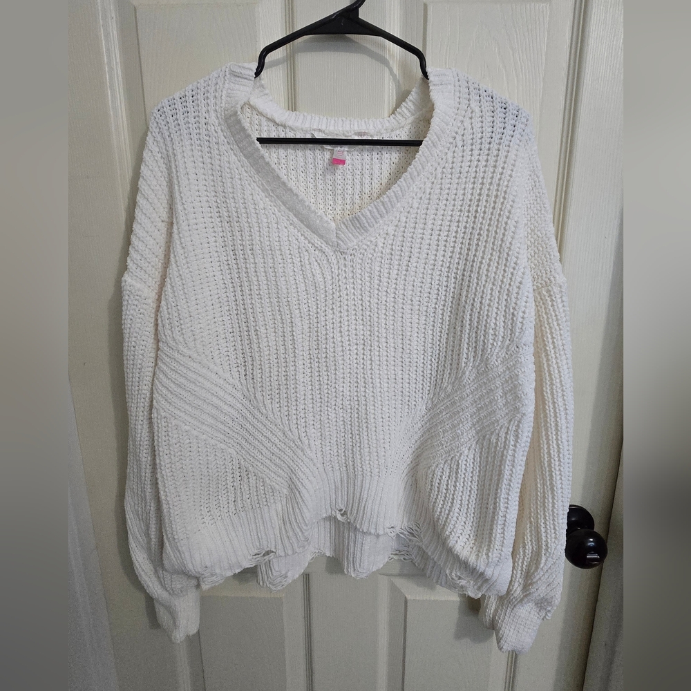 Cozy White V-Neck Sweater
